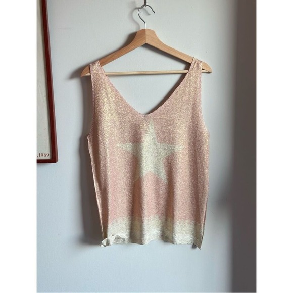 VENTI6 Shimmer Star Tank Top – Pink & Cream – Size Medium – Italy - Picture 2 of 11